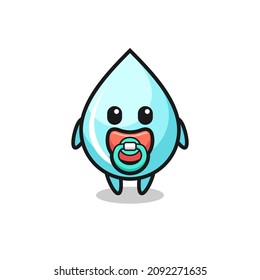 baby water drop cartoon character with pacifier , cute style design for t shirt, sticker, logo element