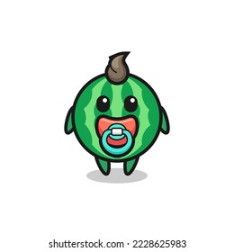 baby watermelon cartoon character with pacifier , cute style design for t shirt, sticker, logo element