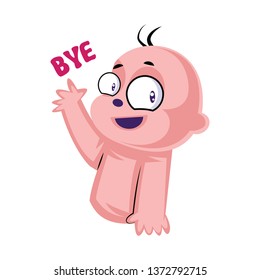 Ondeo de bebé y decir Adiós ilustración vector sobre fondo blanco