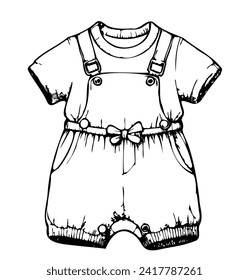 Baby wear, clothes. Romper, overall sketch