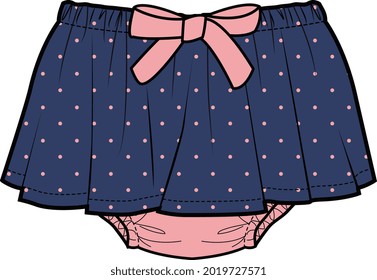 BABY WEAR WOVEN SKIRT WITH ATTACHED BLOOMER VECTOR ILLUSTRATION