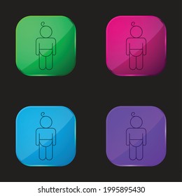 Baby Wearing Diaper Outline four color glass button icon