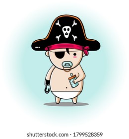 baby wearing pirate costume vector