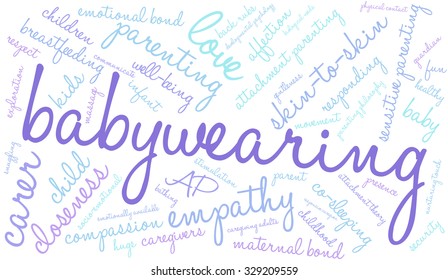 Baby Wearing word cloud on a white background. 