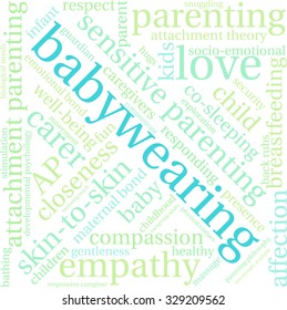 Baby Wearing word cloud on a white background. 