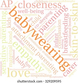 Baby Wearing word cloud on a white background. 