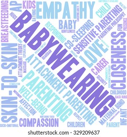 Baby Wearing word cloud on a white background. 