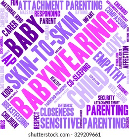 Baby Wearing word cloud on a white background. 