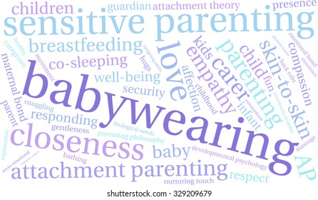 Baby Wearing word cloud on a white background. 