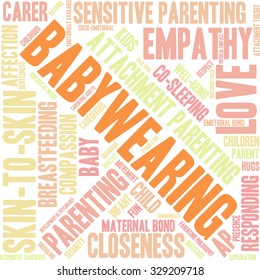 Baby Wearing word cloud on a white background. 