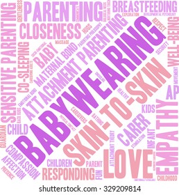 Baby Wearing word cloud on a white background. 