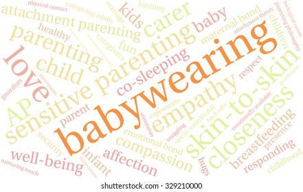 Baby Wearing word cloud on a white background. 