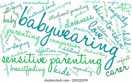 Baby Wearing word cloud on a white background. 