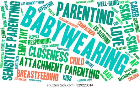 Baby Wearing word cloud on a white background. 
