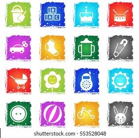 baby web icons in grunge style for user interface design