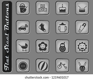 baby web icons on the flat steel buttons