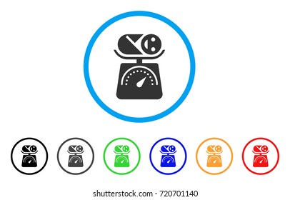 Baby Weight rounded icon. Style is a flat baby weight gray symbol inside light blue circle with black, gray, green, blue, red, orange variants. Vector designed for web and software interfaces.