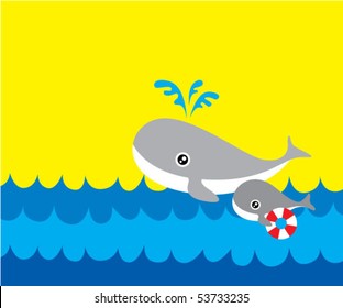 baby whale go holiday with mum