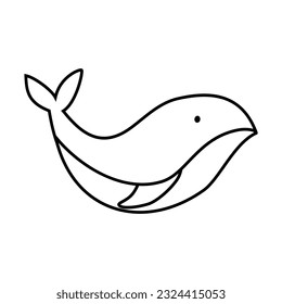 Baby whale icon vector. Whale illustration sign. Sperm whale symbol. Sea life logo.