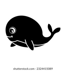 Baby whale icon vector. Whale illustration sign. Sperm whale symbol. Sea life logo.