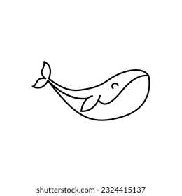 Baby whale icon vector. Whale illustration sign. Sperm whale symbol. Sea life logo.