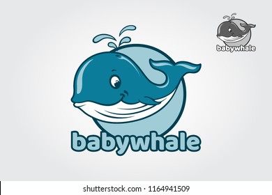 Baby Whale Logo Cartoon Character. Cartoon Figure with fun style, can make your header or logo mascot funnier and playful. You can use this logo for any business. 