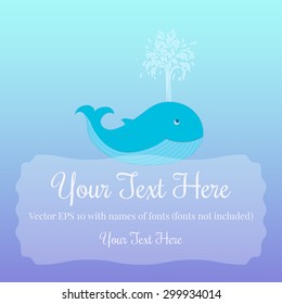 Baby Whale. Vector template for greeting card or notebook cover with copy space