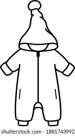 Baby winter clothes for newborns. Vector outline illustration.