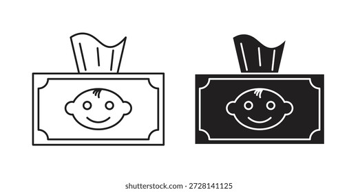 Baby Wipe icon outline e sinal vetorial sólido, pictogramas lineares