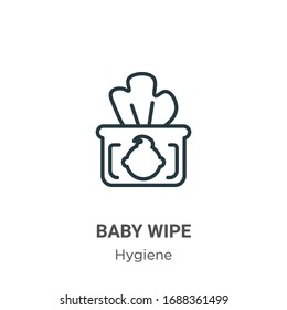 Baby Wipe Outline Vector Icon. Thin Line Black Baby Wipe Icon, Flat Vector Simple Element Illustration From Editable Hygiene Concept Isolated Stroke On White Background