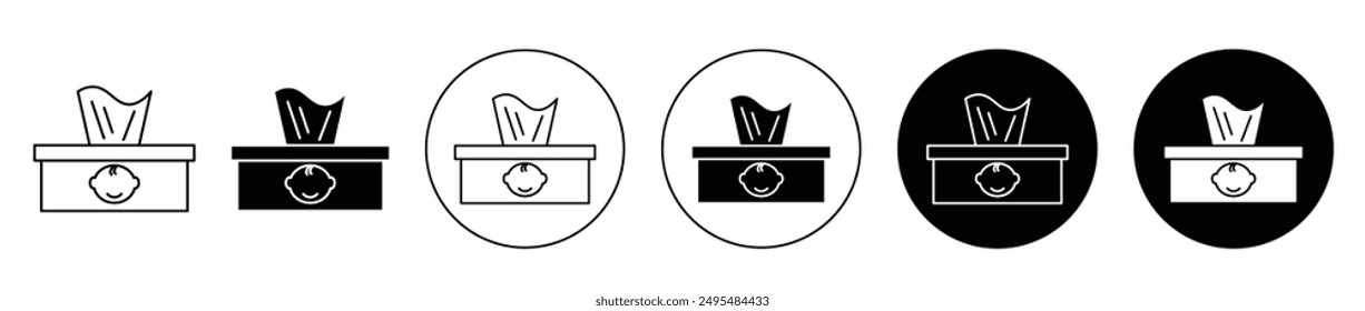 Baby wipe thin line vector icon set.