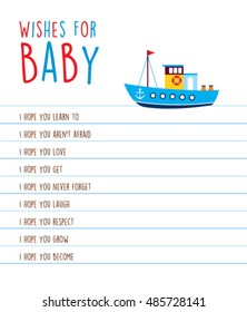 baby wishes card with ship graphic