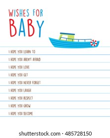 baby wishes card with ship graphic