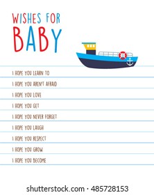 baby wishes card with ship graphic