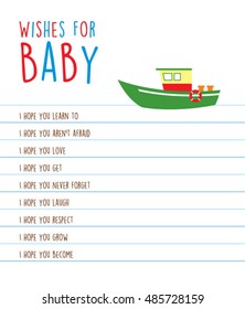 baby wishes card with ship graphic