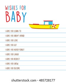 baby wishes card with ship graphic