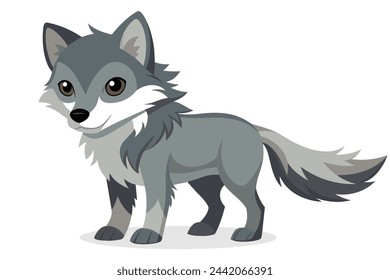 Bebé lobo Animal ilustración vectorial plana sobre fondo blanco.