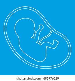 Baby in womb icon blue outline style isolated vector illustration. Thin line sign