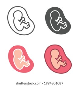 Baby in womb, unborn baby. Pregnant or Pregnancy sac illustration. Human Embryo Child, fetal. Prenatal development. Fetus icon. Vector illustration. Design on white background. EPS10