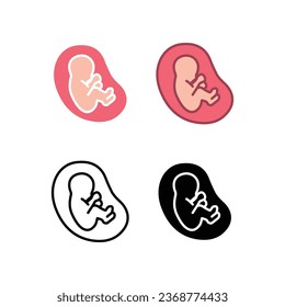 Baby in womb, unborn baby. Pregnant or Pregnancy sac illustration. Human Embryo Child, fetal. Prenatal development. Fetus icon. Vector illustration. Design on white background. EPS10