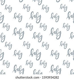 Baby word pattern. Hand drawn lettering. Modern brush calligraphy. Baby boy vector background.