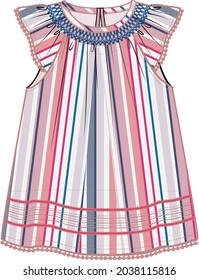 BABY WOVEN DRESS AND TOPS WITH SMOCKING