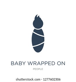 baby wrapped on swaddling clothes icon vector on white background, baby wrapped on swaddling clothes trendy filled icons from People collection, baby wrapped on swaddling clothes vector illustration