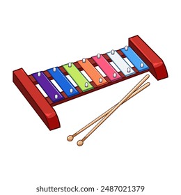 baby xylophone cartoon. metallophone rhythm, creative stick, wood music baby xylophone sign. isolated symbol vector illustration