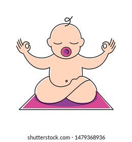 Baby in yoga pose. Illustration on a white background. 