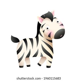 Baby zebra african animal cartoon for little kids. Children zebra from the zoo character design for children. Vector funny illustration clipart.