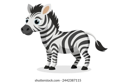 
Baby zebra Animal flat vector illustration on white background.