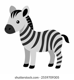 baby zebra animal vector icon with white background