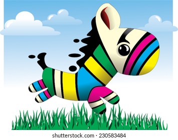 Baby Zebra Colorful vector illustration