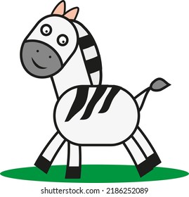 Baby Zebra, Illustration, Vector On A White Background.